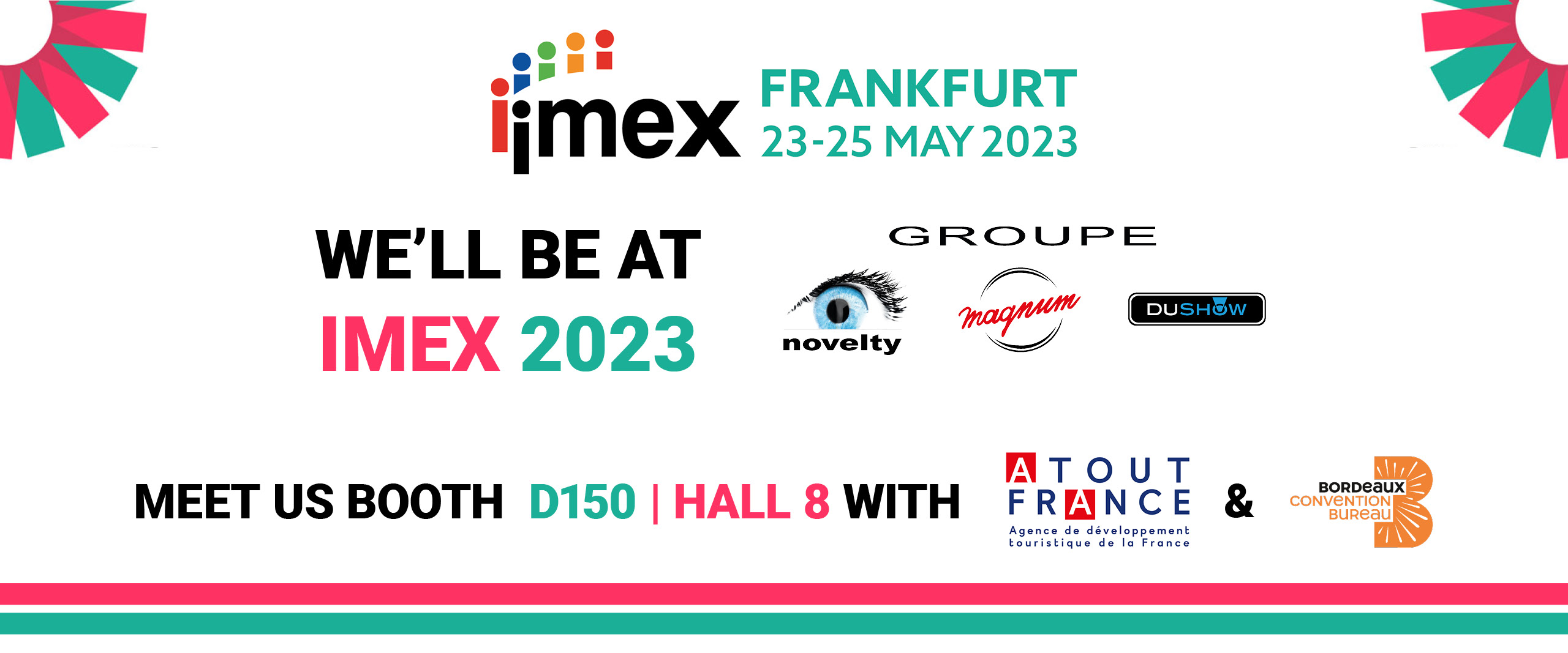 Visuel Groupe NOVELTY-MAGNUM-DUSHOW | IMEX 2023 | Frankfurt 